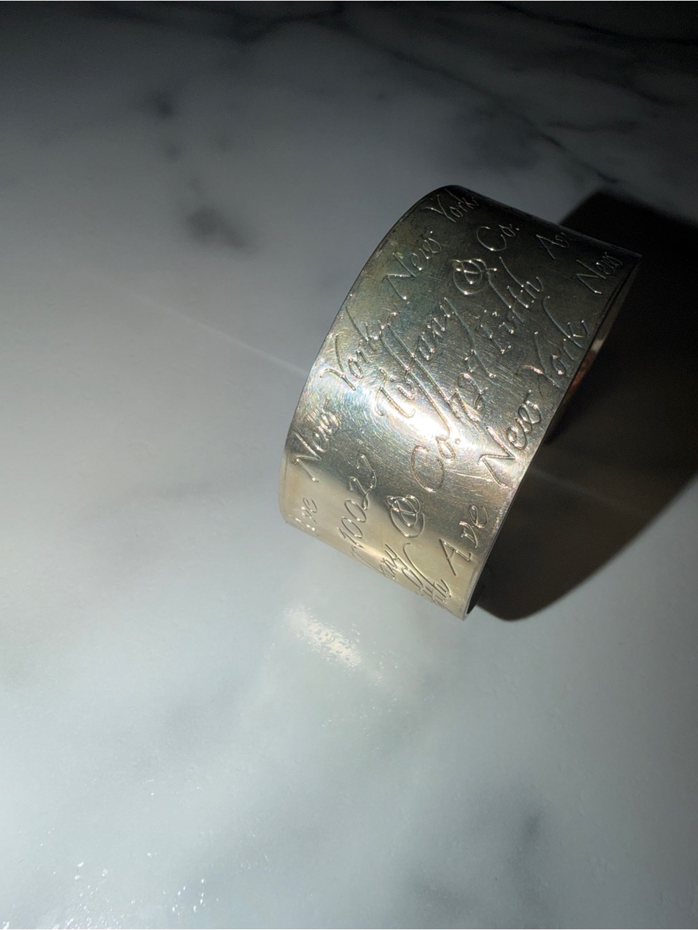 Tiffany & Co. Silver Engraved Cuff Ring
